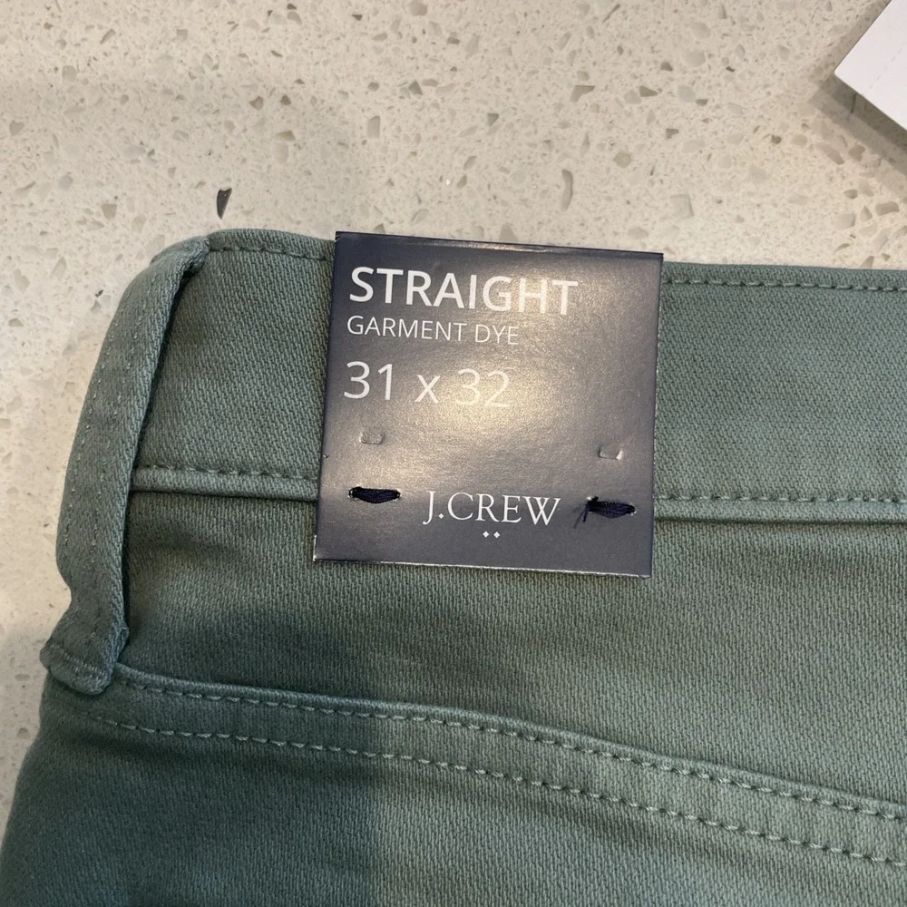 NWT J. Crew Men's Sage Green Straight Garment Dyed Preppy Flex‎ Jeans Size 31/32